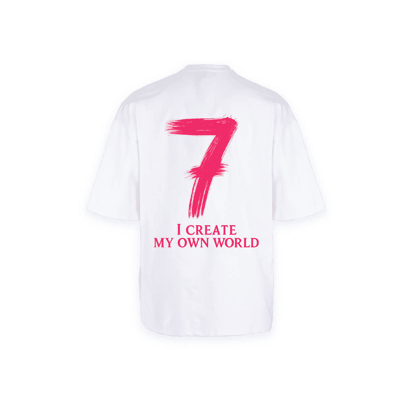 تيشيرت رقم 7 بتصميم "I Create My Own World" - NOVUS